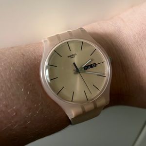 Swatch SUOT700 Unisex Peach Rose Rebel Plastic Peach Rose Dial Resin Strap Watch